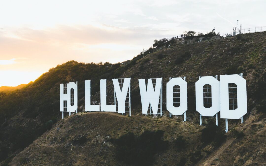 The hollywood sign at sunset