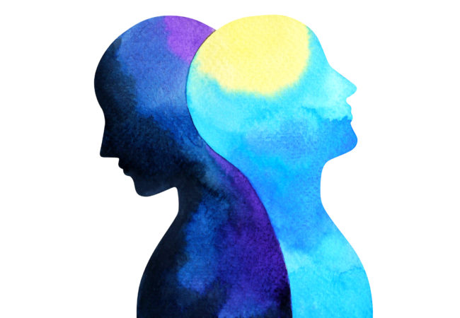 bipolar disorder mind mental health connection watercolor painting illustration hand drawing design symbol