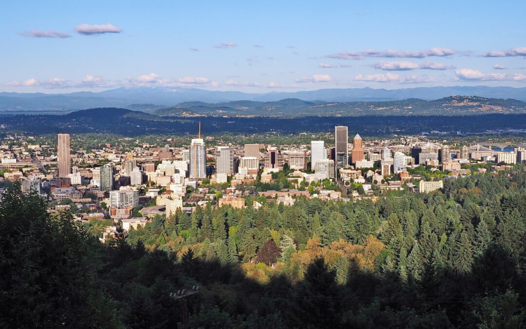 Beautiful view from the Pittock Mansion in Portland, Oregon.