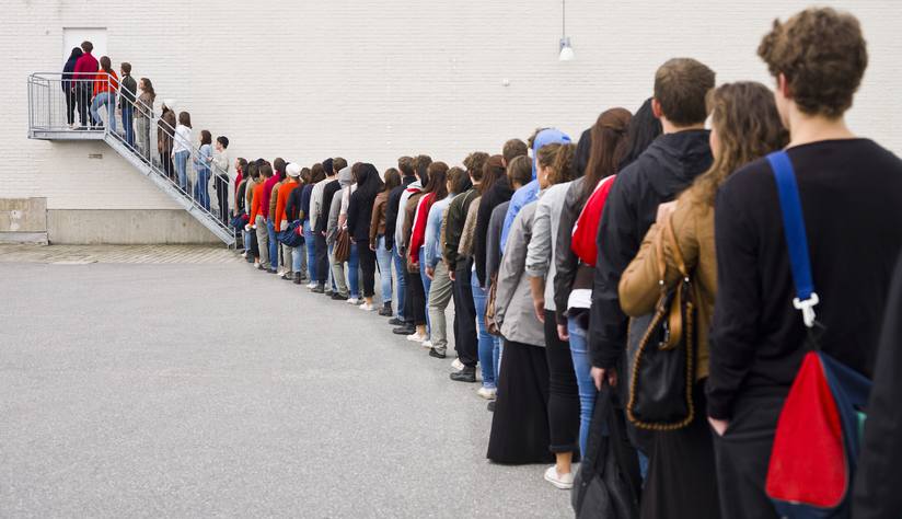 People waiting in line