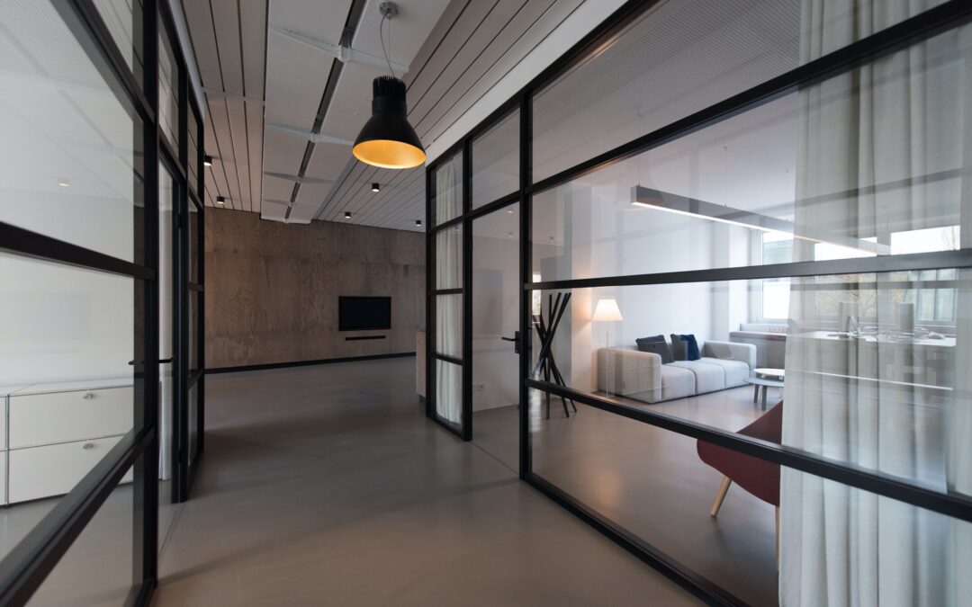 The interior of an empty office room