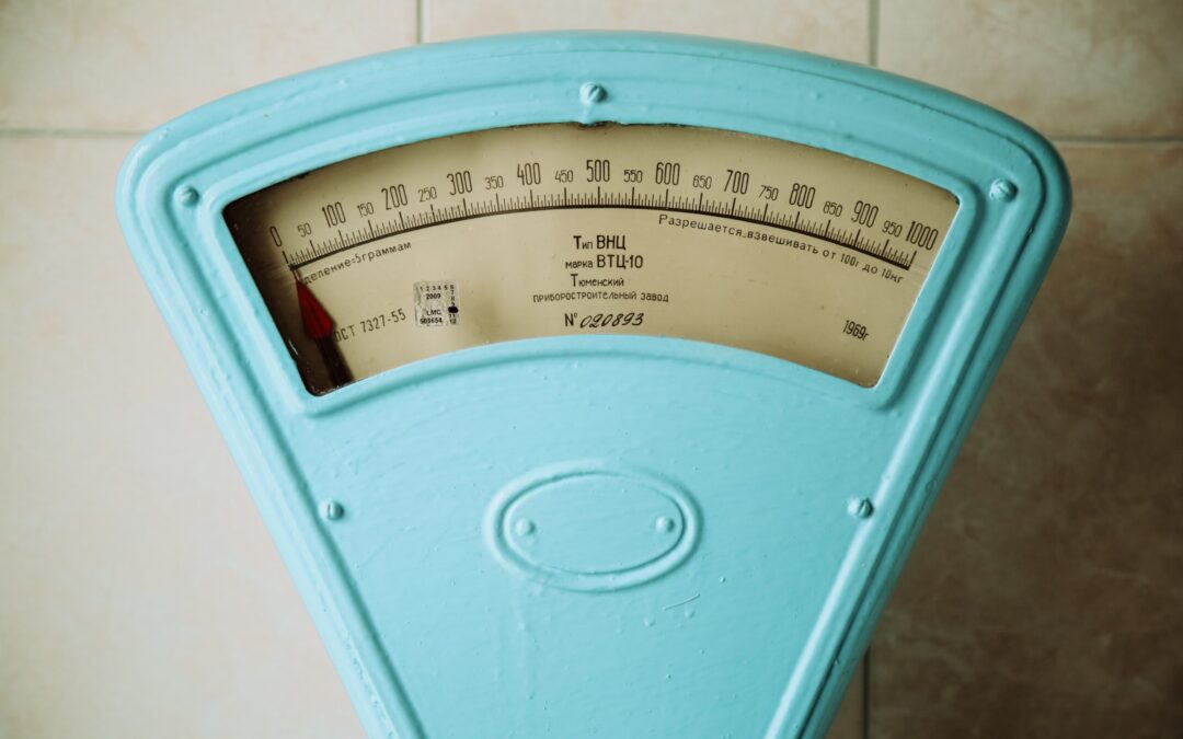 A blue weight scale