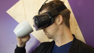 Virtual Reality Man with cup