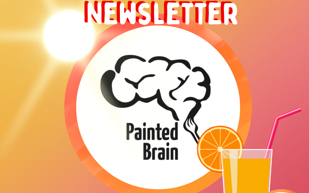 painted brain logo saying august newsletter.